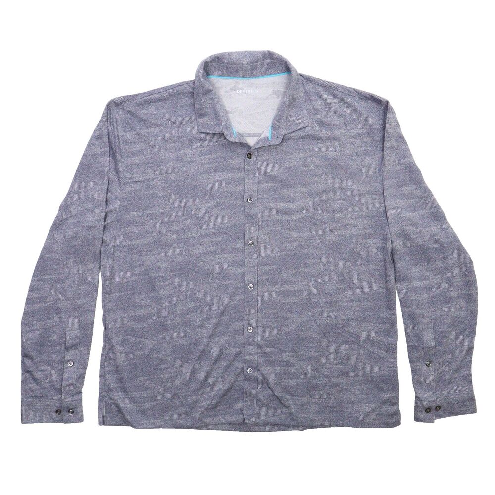 Devereux Shirt Mens 2XL Gray Camo Button Up Golf Performance Light Breathable